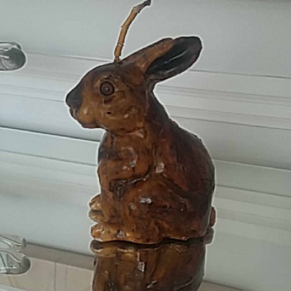 Vintage Rare Handcrafted Bunny Rabbit Wax Candle Sculpture